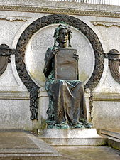 The tomb of historian Henry Charles Lea is adorned with a bronze sculpture of Clio, the muse of history,[39] by Alexander Stirling Calder