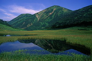 高層湿原の天狗の庭から望む火打山（1999年9月4日）