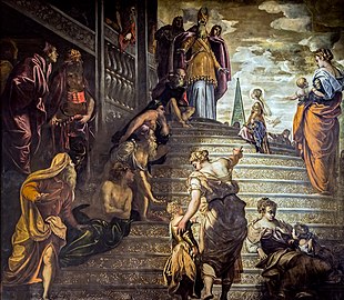 Présentation de Marie au temple par Tintoretto.