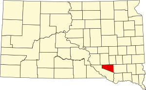 Map of South Dakota highlighting Douglas County