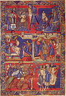 Morganski list, iz Winchesterske Biblije 1160–75, Scene iz Davidovog života