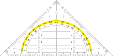 Geodreieck, a special type of protractor triangle (180°).