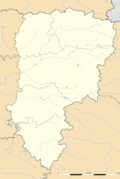 Mapa konturowa Aisne, u góry po lewej znajduje się punkt z opisem „Saint-Quentin”