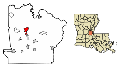 Location of Marksville in Avoyelles Parish, Louisiana.