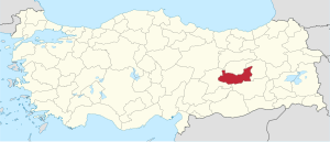 Местоположба на покраината Elazig во Турција