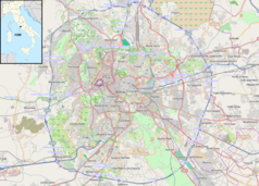 Mapa konturowa Rzymu, w centrum znajduje się punkt z opisem „Świątynia Zgody w Rzymie”