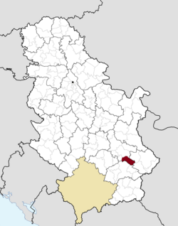 Location of the municipality of Gadžin Han within Serbia