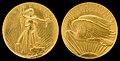 1907 Saint Gaudens double eagle (Roman, ultra high relief), (1907–08)