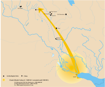 Expansió cap al nord de la cultura d'Obeid a partir del 4500 aC