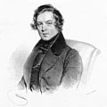 Robert Schumann fokuserte på pianomusikk og lieder, og var på mange måter en fortsettelse av Schubert. Malt av: Josef Kriehuber