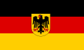 Variant of the flag of Germany, a charged horizontal triband.