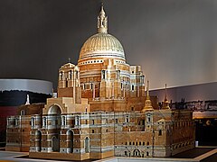 Gran maqueta de la catedral metropolitana de Liverpool presentada por Lutyens a la Royal Academy & aquí en el Museum of Liverpool