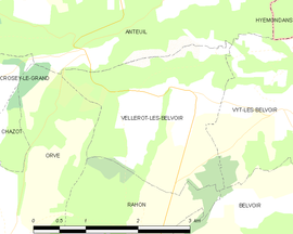 Mapa obce Vellerot-lès-Belvoir