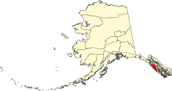 map of Alaska highlighting Sitka City and Borough