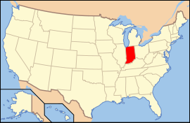 نقشه ایالت‌های آمریکا همراه برجسته‌بودن ایندیانا