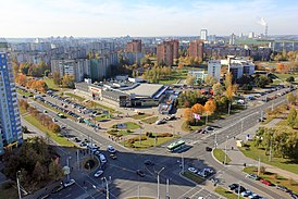 Вид на микрорайон Юго-Запад-3 и перекрёсток проспекта Газеты "Звязда" с улицей Голубева