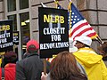 Image 35Union members picketing recent NLRB rulings outside the agency's Washington, D.C., headquarters in November 2007.