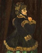 „Camille“. Kurzmantel aus Sealskin, wahrscheinlich mit Zobel verbrämt (Claude Monet, 1866)