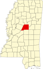 Map of Mississippi highlighting Attala County