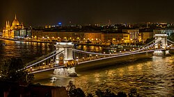 Széchenyi Chain Bridge in Budapest at night