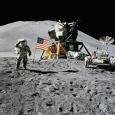 James Irwin salutes the United States flag on the Moon during the Apollo 15 Moon landing, August 2, 1971 (created by David R. Scott; nominated by TheFreeWorld)
