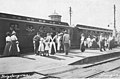 Krigsfanger med tog på Langå station ca.1918