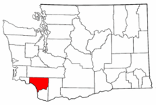 Map of Washington highlighting Cowlitz County