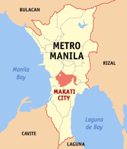 Mapa ng Kalakhang Maynila na nagpapakita ng lokasyon ng Makati