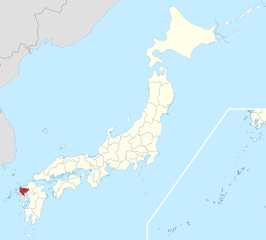 Kaart van Japan met Saga gemarkeerd