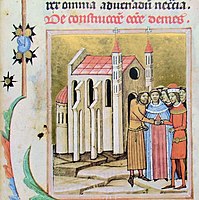 칼만 국왕과 알모시 공작 형제가 되뫼시(Dömös) 수도원에서 화해하는 모습을 묘사한 그림