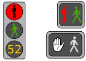Diferentes tipos de semáforos peatonales.