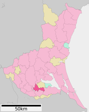 Lage Ushikus in der Präfektur