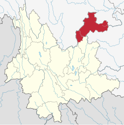 Location of Zhaotong in Yunnan