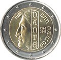 Porträt des Dante Alighieri auf der san-marinesischen 2-Euro-Gedenkmünze