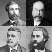 head shots of four 19th century white men with various degrees of facial hair