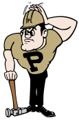 Purdue's mascots, the Boilermaker Special and Purdue Pete.