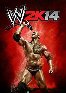 A picture of Dwayne "The Rock" Johnson in a wrestling ring, yelling into a microphone is shown on a red background. The game's logo appears on the top.