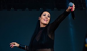 Elyse G Rogers (aka Linda Meek) live on stage as Maxx at Biggest 90s-00s Disco concert Outdoor Fest - Dublin, Ireland (2019)