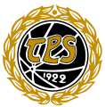 TPS:n vuosina 1990–2007 käyttämä logo. ”Pallologon” ympärille lisättiin TPS:n jääkiekkojoukkueen toisen peräkkäisen Suomen-mestaruuden jälkeen kultalehvät.[36]