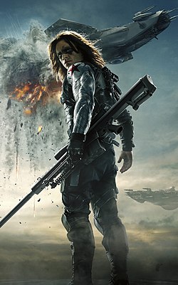 באקי בארנס, בגילומו של סבסטיאן סטן, כפי שהופיע בכרזה פרסומית לסרט היקום הקולנועי של מארוול "קפטן אמריקה: חייל החורף".