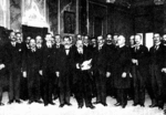 Ante Pavelić čita adresu u ime Narodnog vijeća SHS regentu Aleksandru Karađorđeviću, 1. prosinca 1918. godine.
