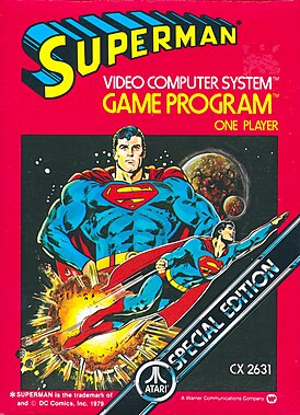 Обложка игры представляет собой изображения Супермена в стиле комиксов.