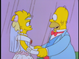 Гомер разговаривает с Лизой утром в день её свадьбы. Для этого эпизода многим персонажам был придан особый состаренный дизайн. В случае с Гомером он стал больше, с некоторыми лишними морщинами на лице и меньшим количеством волос.