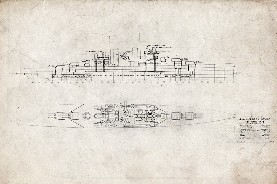 ​Проект CA-B от 16 сентября 1940 года - Проект тяжелого крейсера 1940 года | Военно-исторический портал Warspot.ru