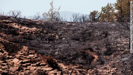 A picture taken on July 1, 2019 shows a burnt portion of a slope where according to officials a suspected Russian missile exploded overnight on July 1, 2019, in the northern part of the divided island of Cyprus, during an Israeli aerial raid in Syria. The object is thought to have exploded before hitting the ground. - The missile defence system may have been set off by Israeli air strikes that killed at least 15 people near the Syrian capital Damascus and in Homs province late on June 30. 
Russia supports the Syrian government in the eight-year war against rebel groups, and has provided extensive missile defence systems. (Photo by Iakovos Hatzistavrou / AFP)        (Photo credit should read IAKOVOS HATZISTAVROU/AFP/Getty Images)