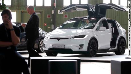 BERLIN, GERMANY - MAY 24: A Tesla Model X automobile is seen during day 2 of the Greentech Festival at Tempelhof Airport on May 24, 2019 in Berlin, Germany. The Greentech Festival is the first festival to celebrate green technology and to accelerate the shift to more sustainability. The festival will take place from 23 to 25 May 2019 on the grounds of the former airport Berlin Tempelhof. (Photo by Axel Schmidt/Getty Images for Greentech Festival)