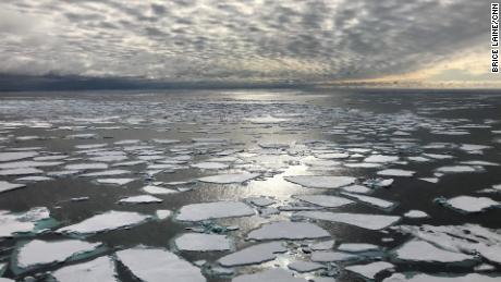 The Fram Strait, between Greenland &amp; Svalbard, is the main gateway through which sea ice leaves the Arctic Ocean. On their way south towards the Atlantic Ocean, this is where ice floes like these come to die