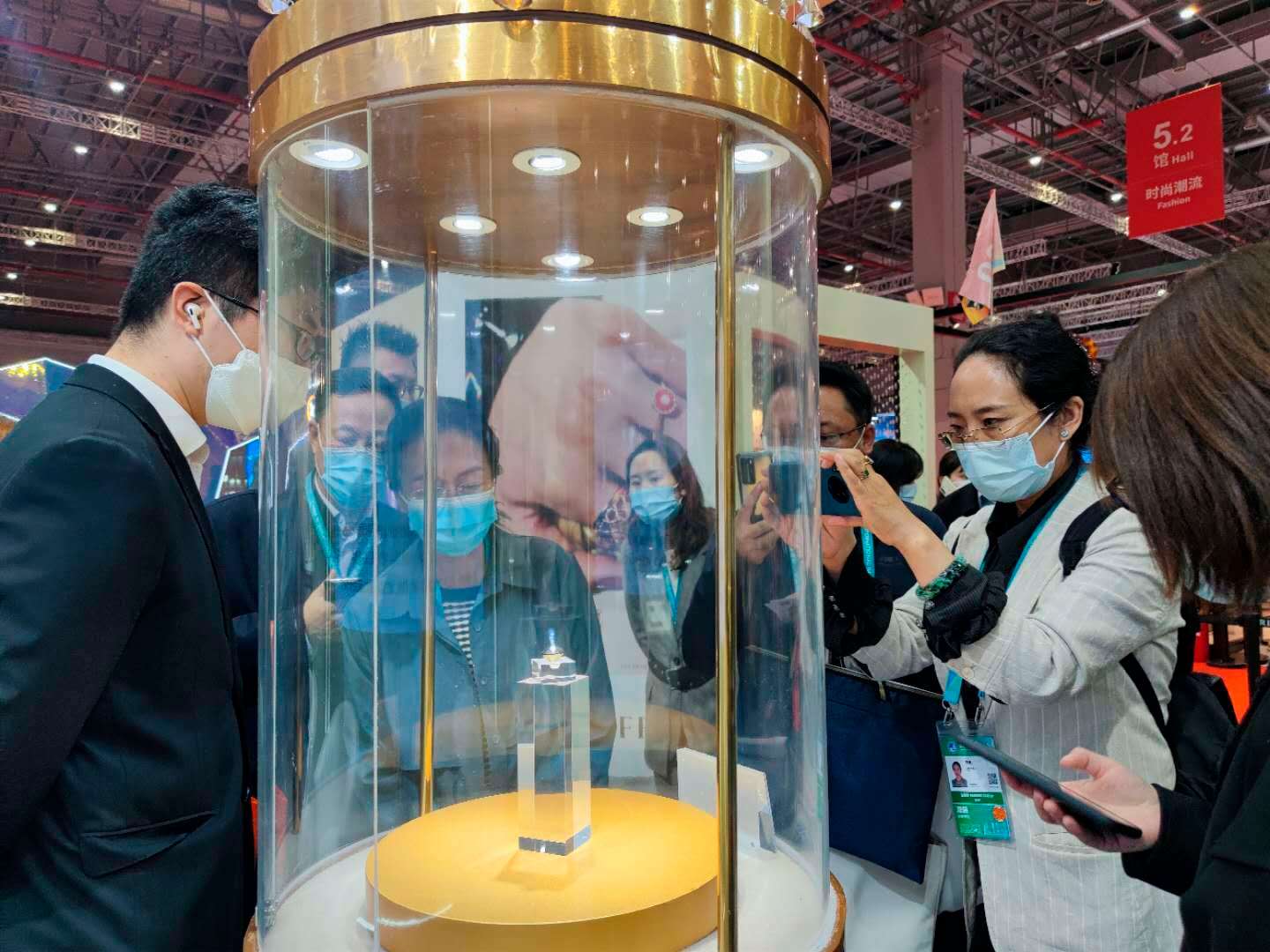 An 88-carat super black diamond, is on display at the 2020 China International Import Expo in Shanghai.