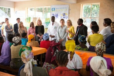  Dr. Jill Biden speaks to survivors of gender-based violence, in Bukavu, Democratic Republic of Congo, July 5, 2014. Also pictured are (from Dr. Biden's right) Dr. Denis Mukwege, Physician and Medical Director at Panzi Hospital; Cathy Russell, U.S. Ambassador-at-Large for Global Women's Issues; granddaughter Finnegan Biden, and Susan Markham from USAID. 