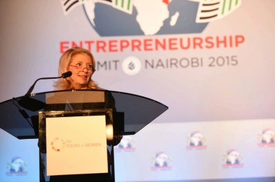U.S. Ambassador-at-Large for Global Women's Issues Cathy Russell delivers remarks at the Opening Session of Women and Youth Day at the Global Entrepreneurship Summit, in Nairobi, Kenya, on July 24, 2015.